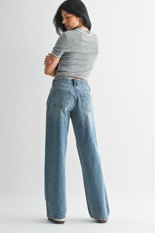 The Ellis Wide Leg Jeans in Medium Wash