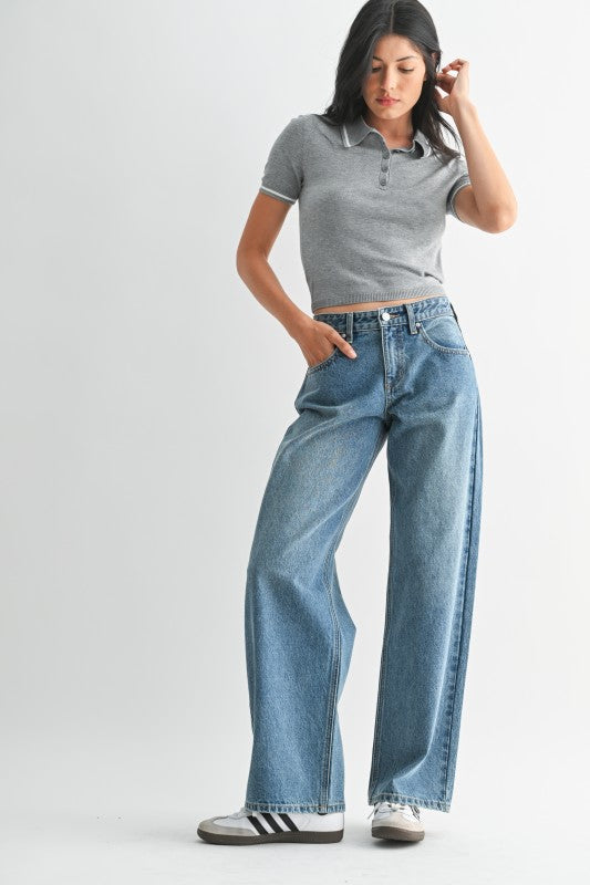 The Ellis Wide Leg Jeans in Medium Wash