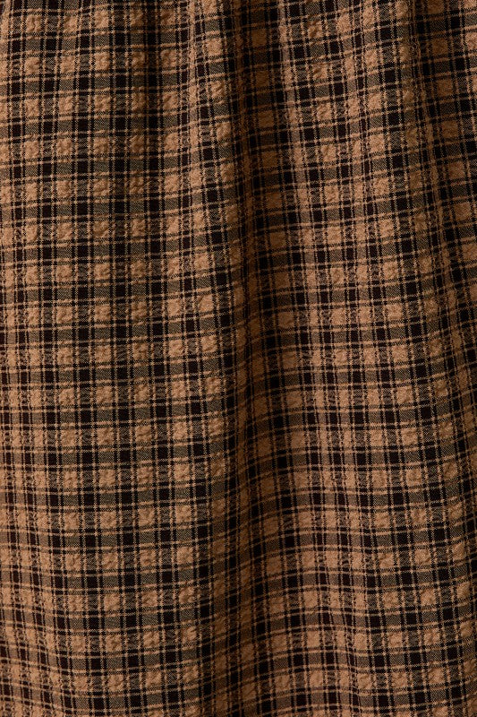 The Ansel Dress in Taupe + Brown Plaid
