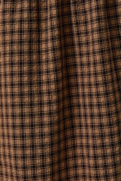 The Ansel Dress in Taupe + Brown Plaid