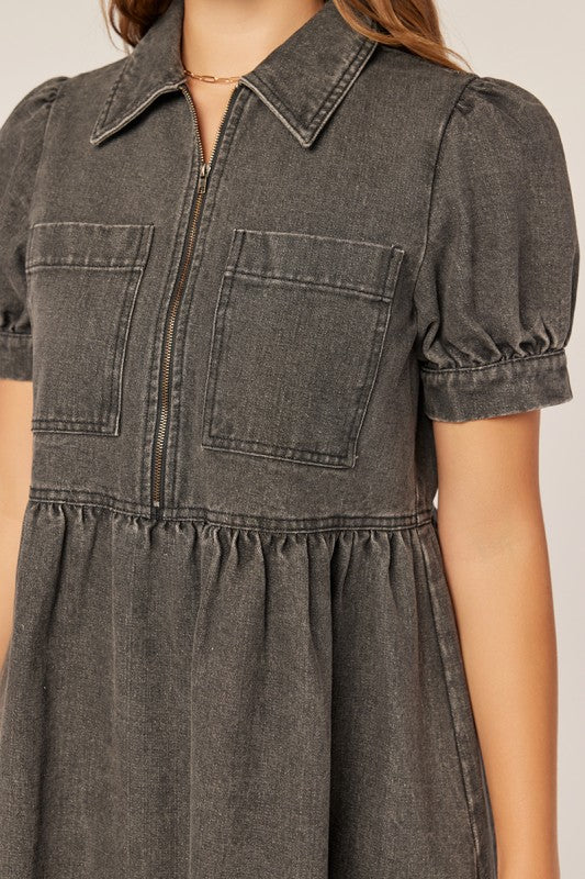 The Rune Denim Dress in Black