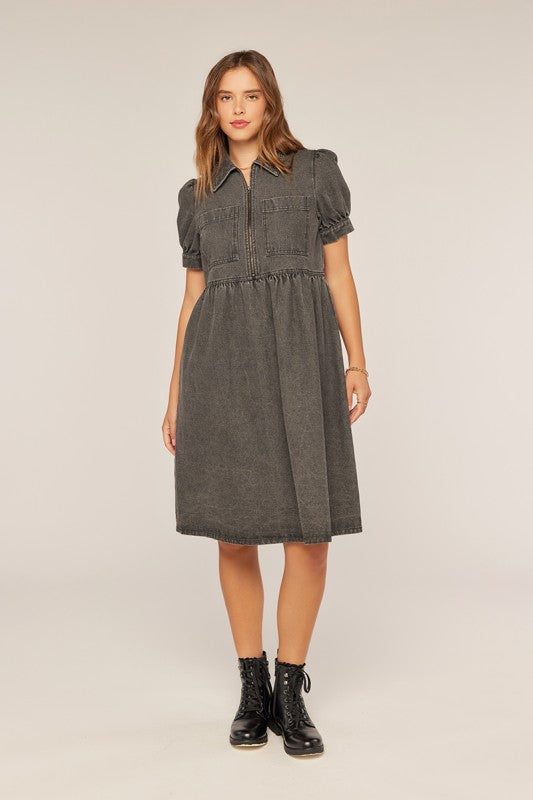 The Rune Denim Dress in Black