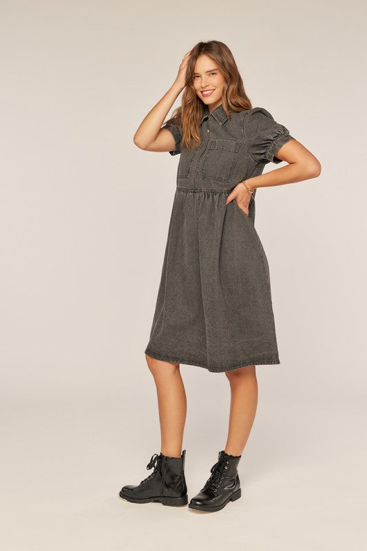 The Rune Denim Dress in Black