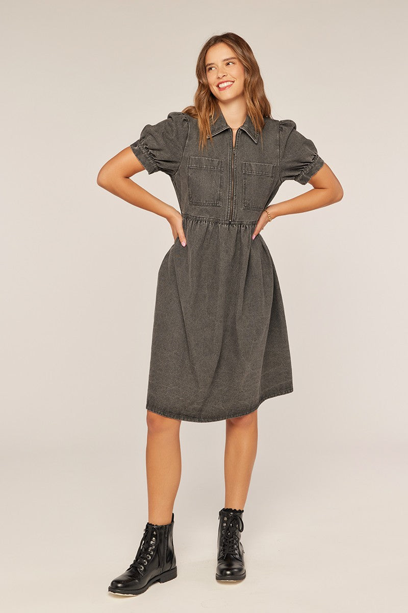 The Rune Denim Dress in Black