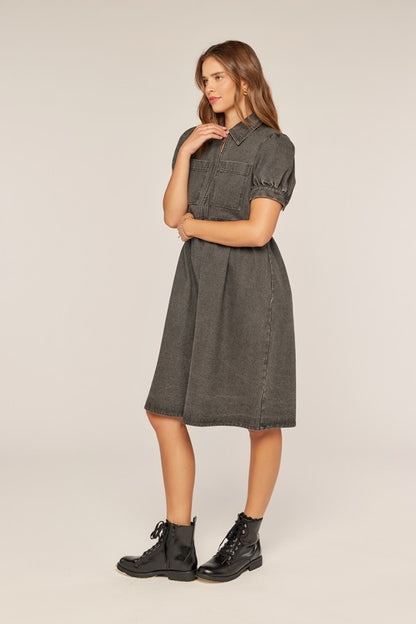 The Rune Denim Dress in Black