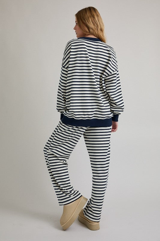The Lowe Striped Set in Navy + Cream