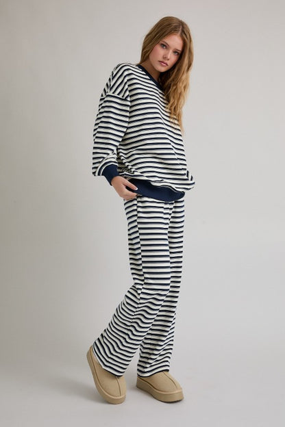 The Lowe Striped Set in Navy + Cream