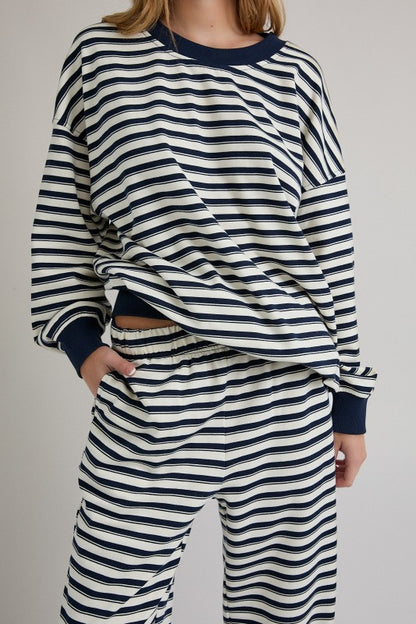 The Lowe Striped Set in Navy + Cream