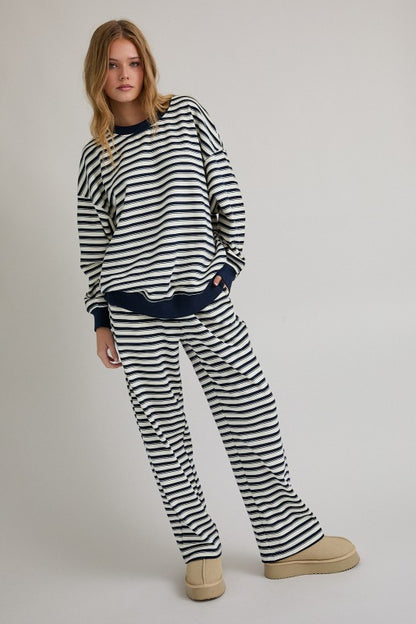 The Lowe Striped Set in Navy + Cream