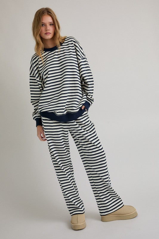 The Lowe Striped Set in Navy + Cream
