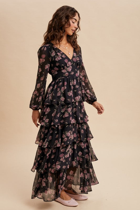 The Alonna Floral Dress in Midnight Rose