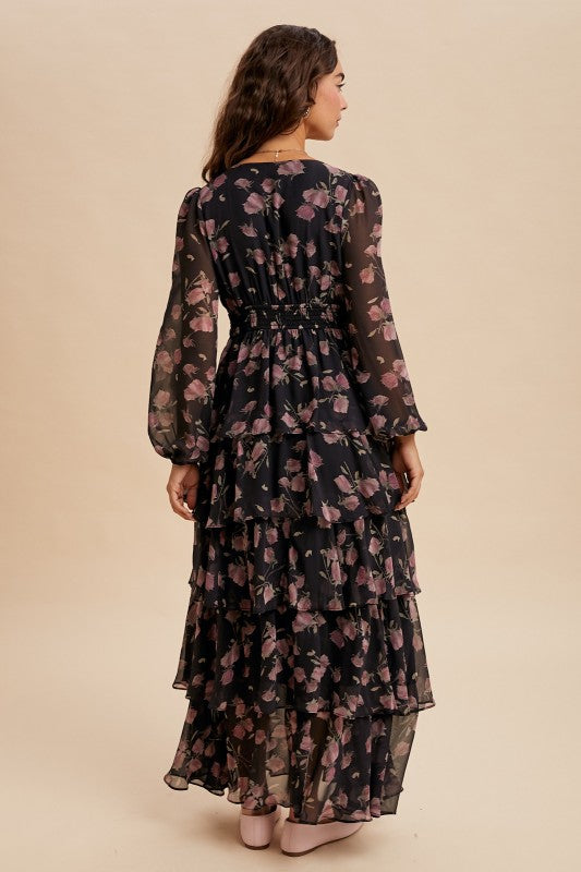 The Alonna Floral Dress in Midnight Rose