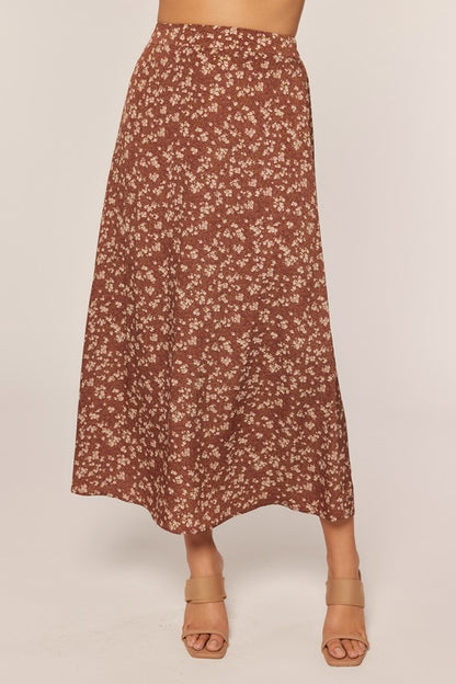 The Lyle Floral Skirt in Brown