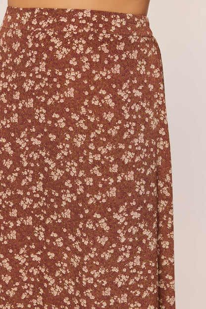 The Lyle Floral Skirt in Brown