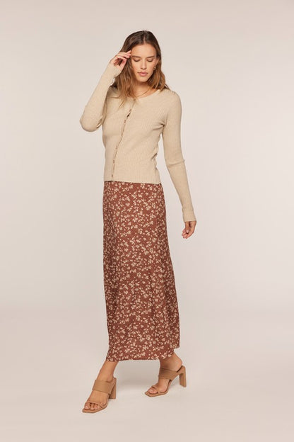The Lyle Floral Skirt in Brown