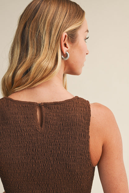The Wynn textured dress in dark brown