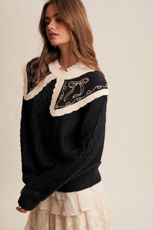 The Etta Embroidered Knit Sweater