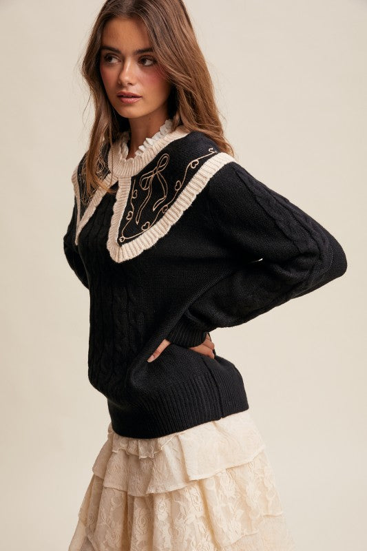 The Etta Embroidered Knit Sweater