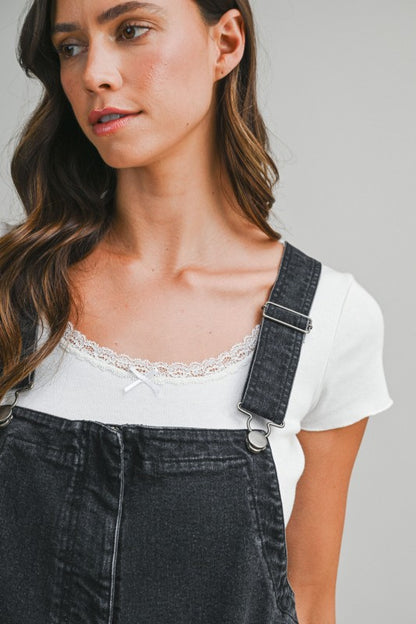 The Banks Denim Overalls in Washed Black