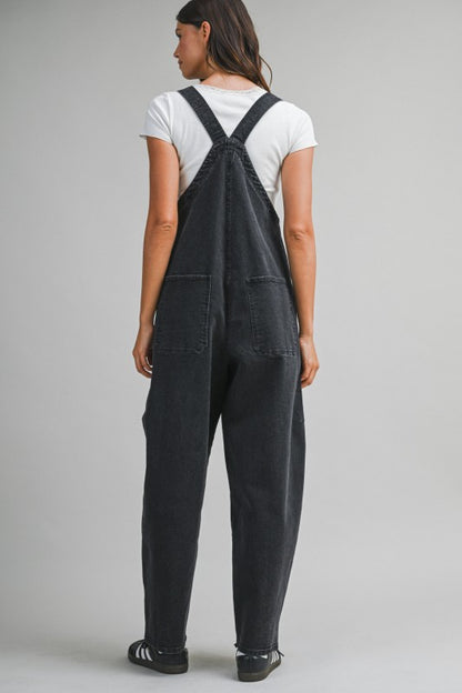 The Banks Denim Overalls in Washed Black
