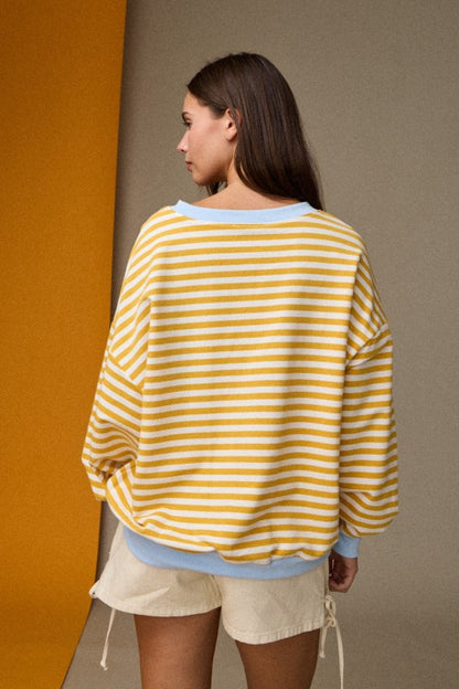 The Vada Pullover in Yellow Stripe