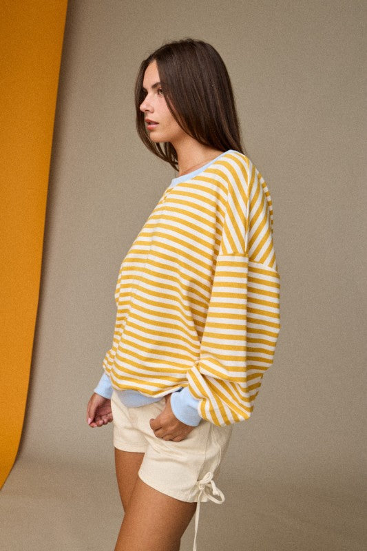 The Vada Pullover in Yellow Stripe