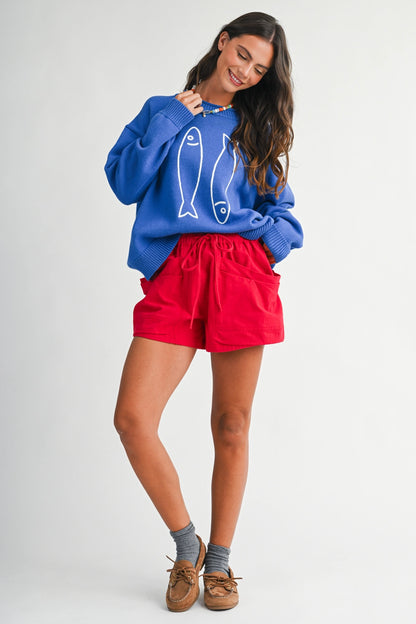 The Lowood Sardine Graphic Sweater in Blue
