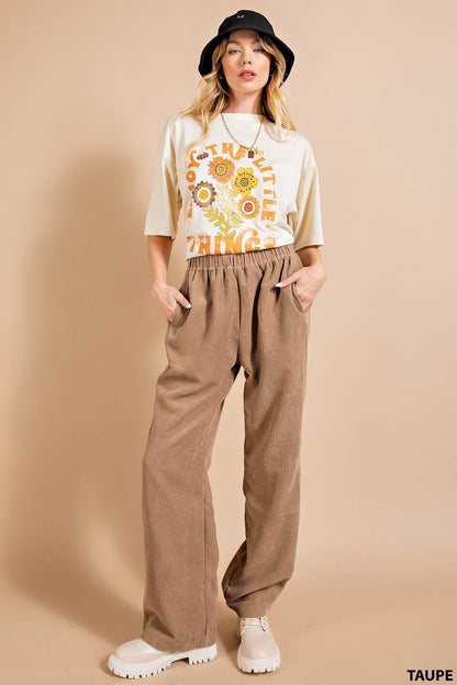 The Angeline Corduroy Pants in Taupe