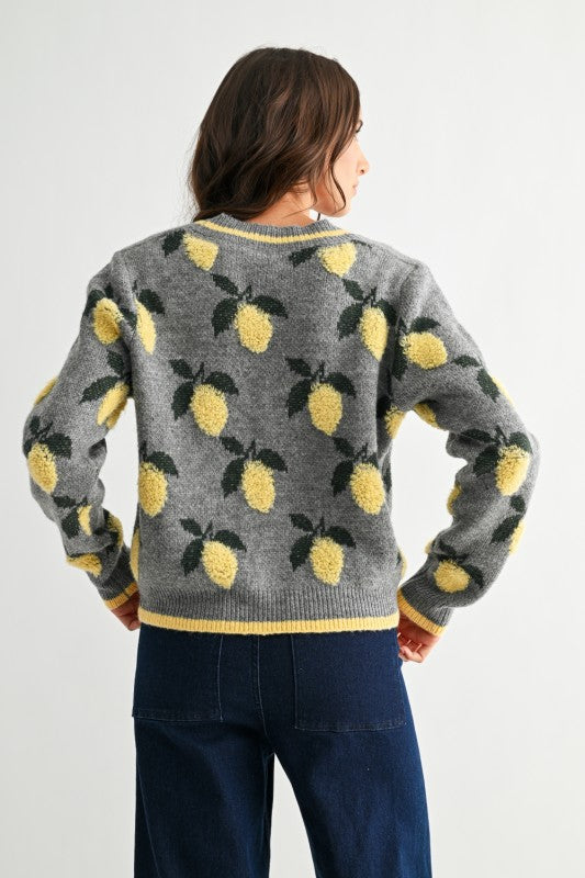 The Lemon Cardigan in Gray + Yellow