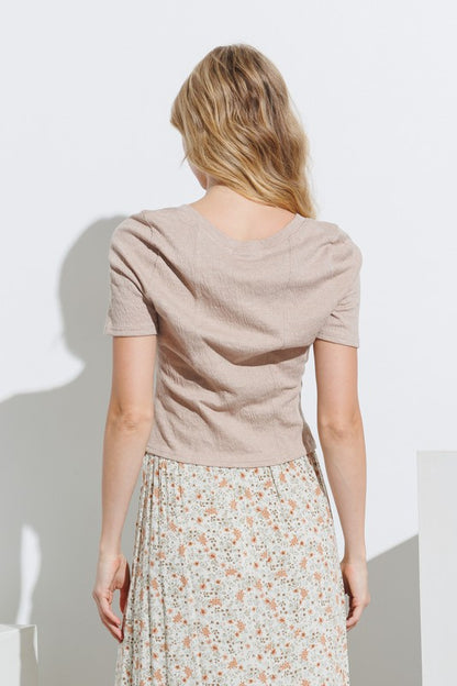 The Hera Button Up Top in Taupe