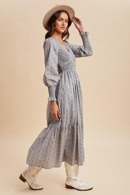 The Liora Button Down Dress in Slate Blue