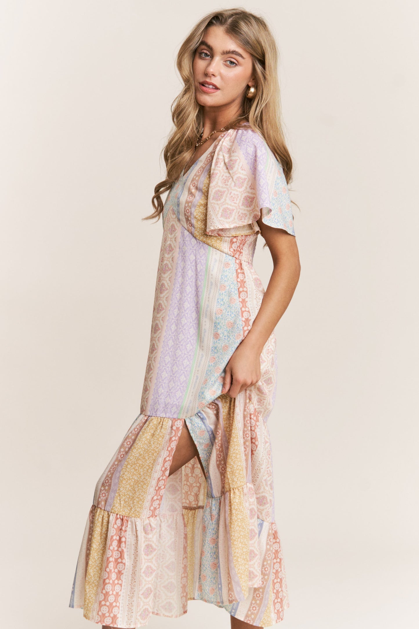 The Candace Pastel Patchwork Dress