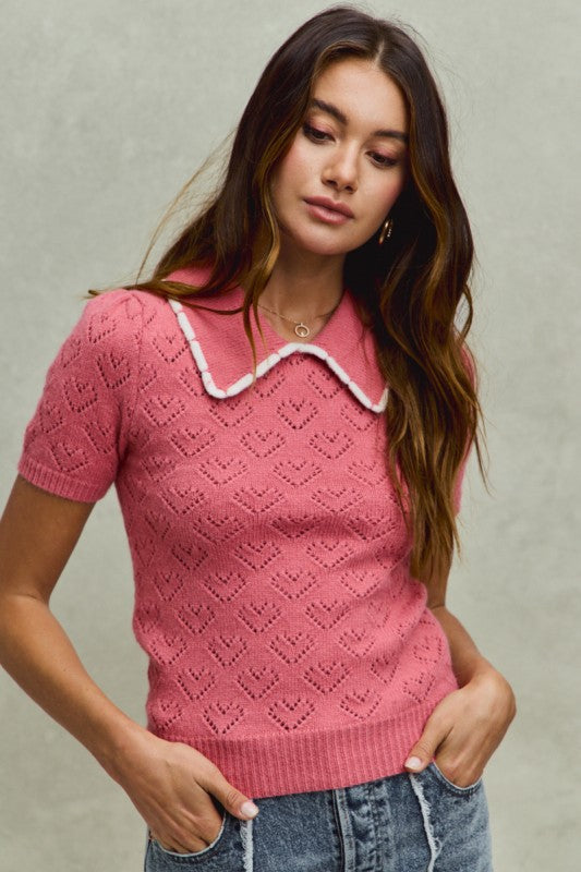 The Margot Collared Knit in Blush
