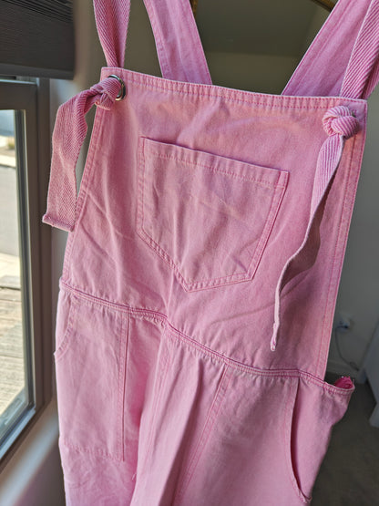 The Liesl Wide Leg Overalls in Pink
