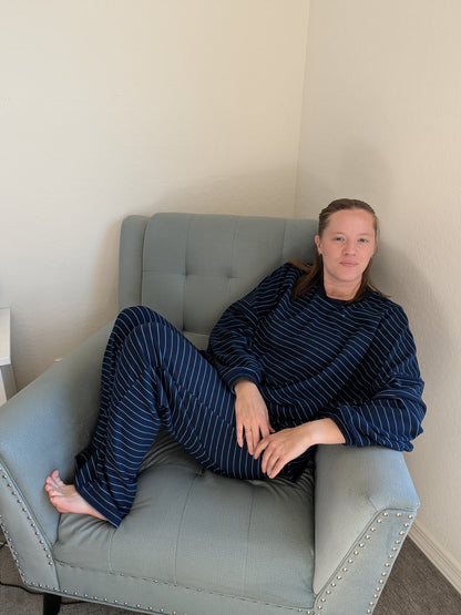 The Rue Fleece Top in Navy