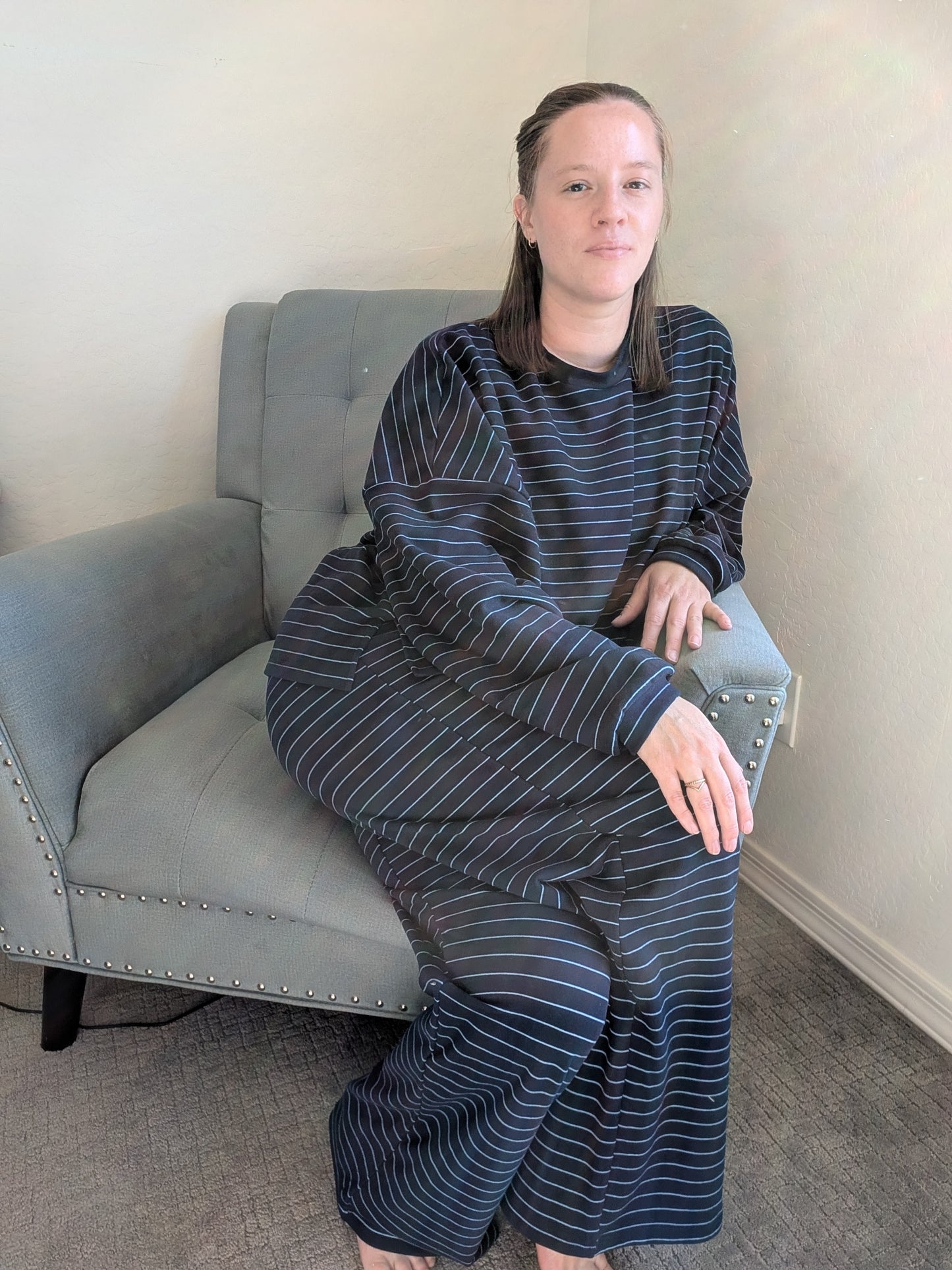 The Rue Fleece Top in Navy