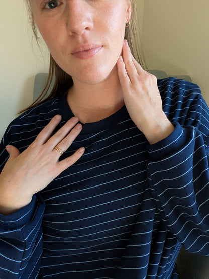 The Rue Fleece Top in Navy