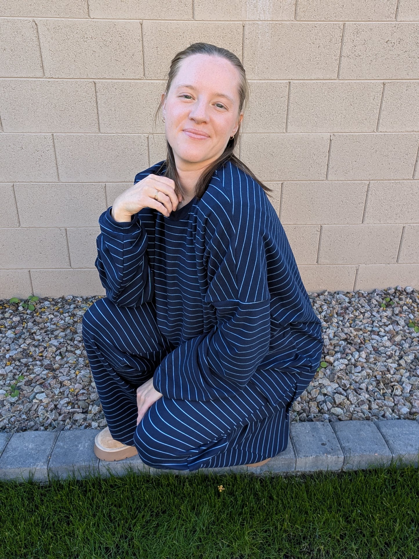 The Rue Fleece Top in Navy