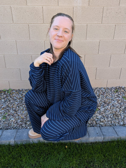 The Rue Fleece Top in Navy