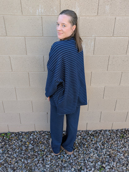 The Rue Fleece Top in Navy