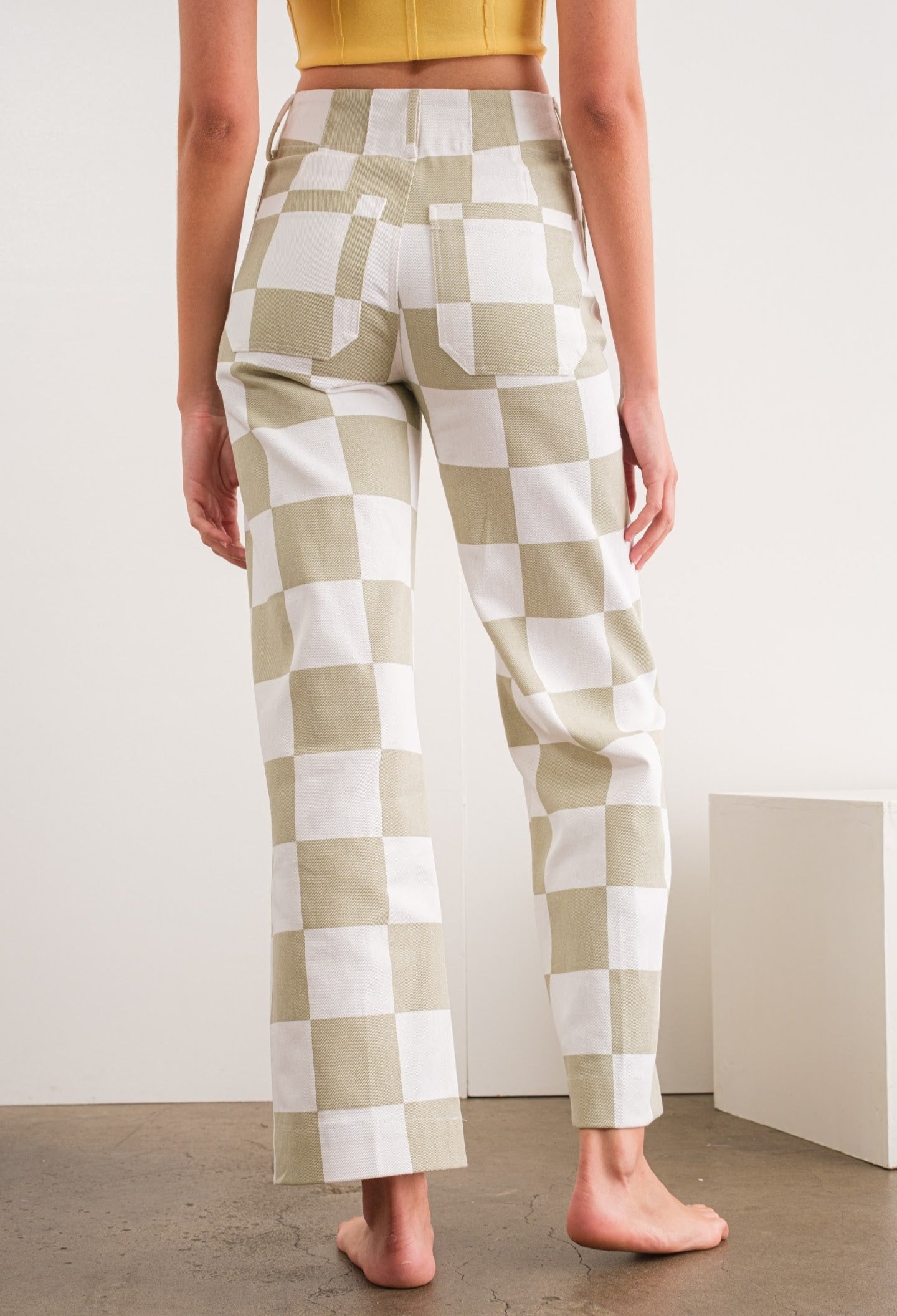 The Anansi Checkered Bottoms in Taupe