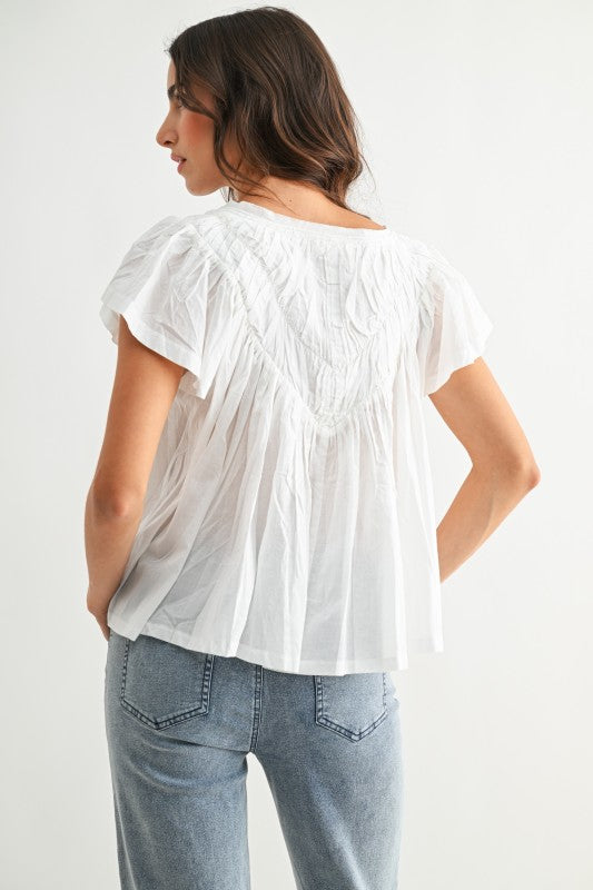 The Lio Ruffle Blouse in White
