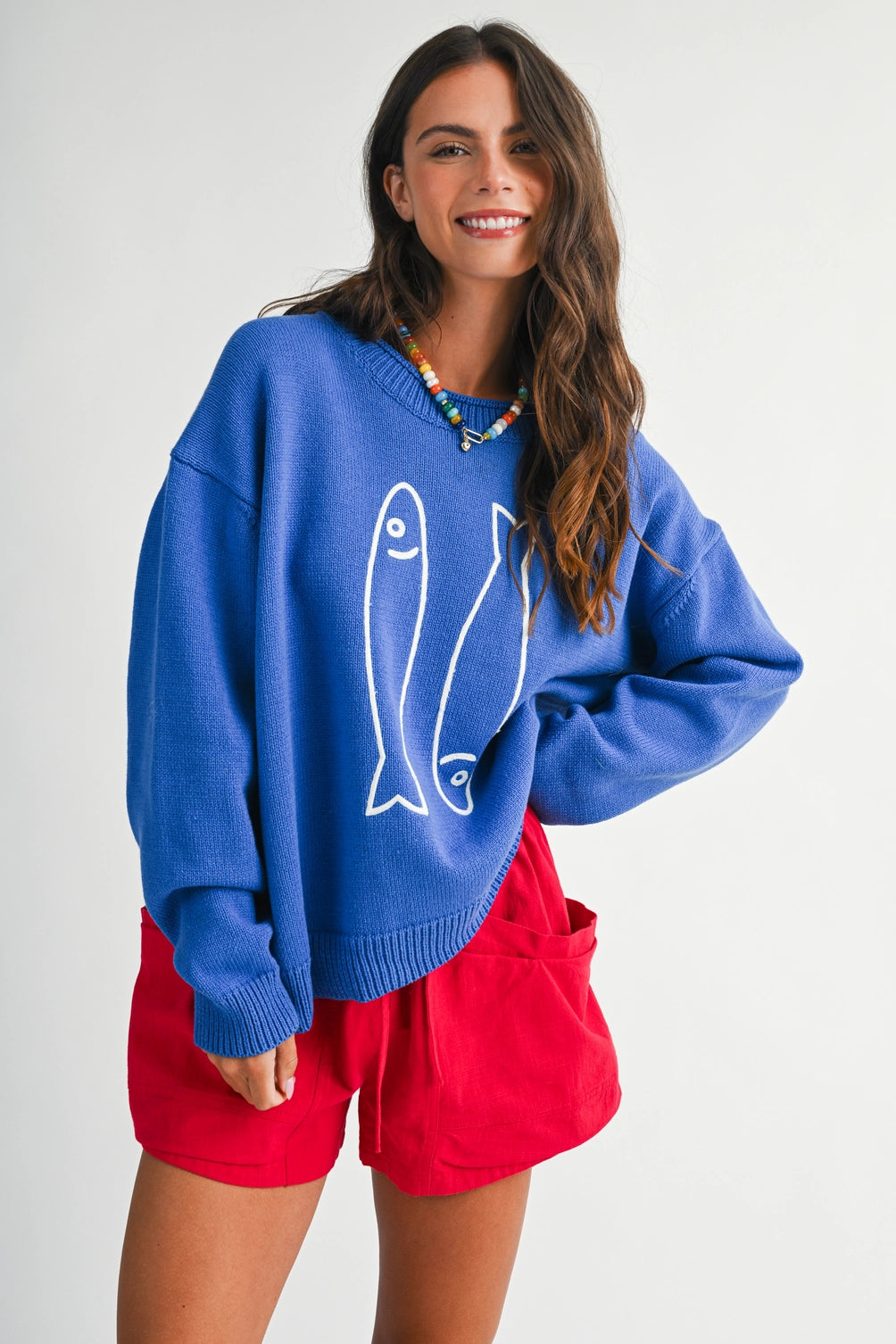 The Lowood Sardine Graphic Sweater in Blue