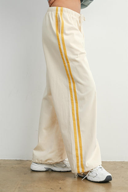The Corin Drawstring Pant in Yellow Stripe
