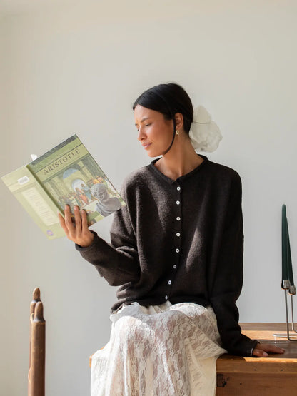 The Rudy Button-Down Cardigan in Chocolate