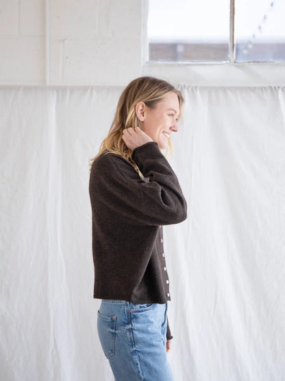 The Rudy Button-Down Cardigan in Chocolate