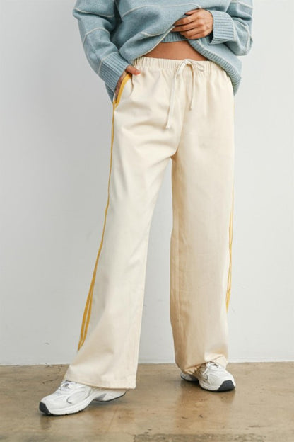 The Corin Drawstring Pant in Yellow Stripe