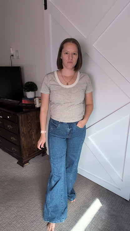 The Thatcher Side Panel Wide Leg Jean in Chathams Sea