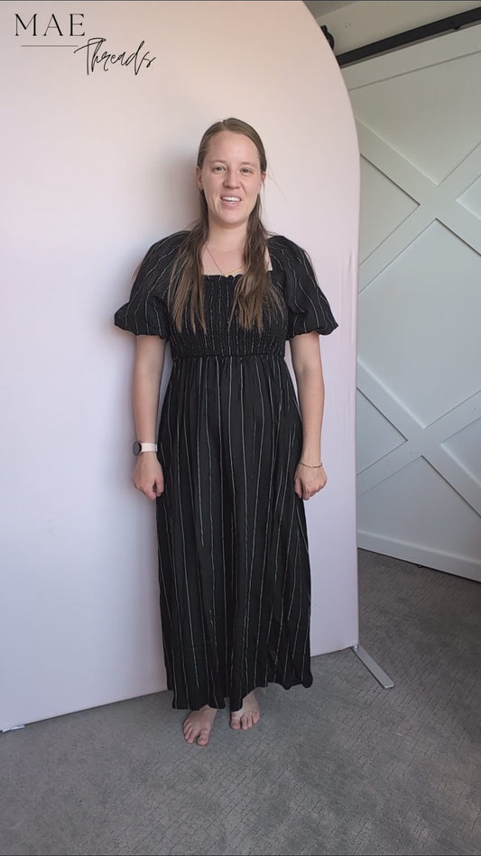 The Tilda Striped Dress in Black