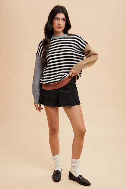 The Holland Striped Sweater in Ivory + Black
